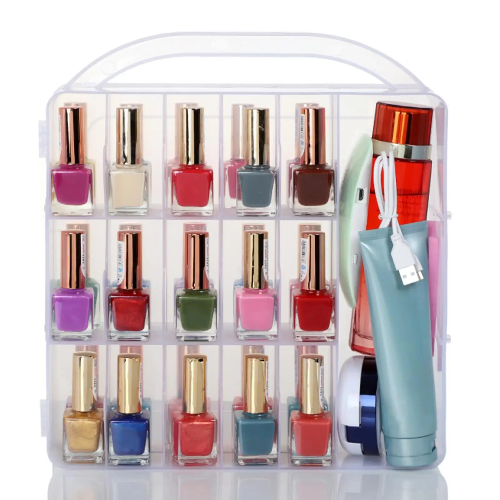 Nail Accessory Storage Box Clear Plastic Organizer 28x30x8cm for Polish Files Clippers and Removers