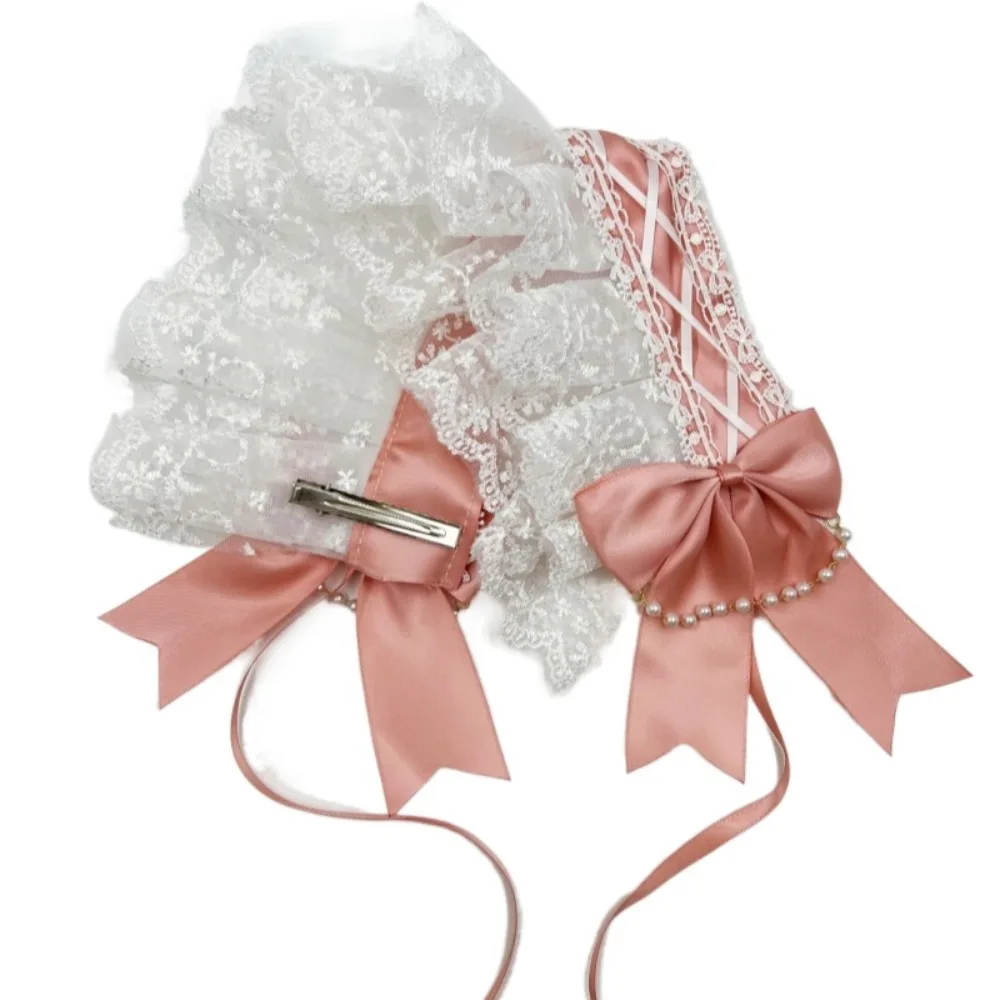 

Creative Sweet Lolita Lace Headband Ribbon Bow JK Ruffled Hairband Pearl Kawaii Maid Cosplay Headdress Cosplay