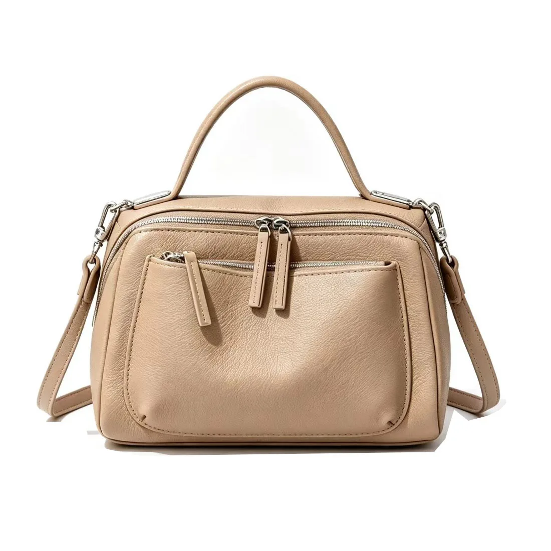 Casual Women Genuine Leather Handbag 2026 New Fashion Ladies Tote Bag Small Multi-Pockets Cowhide Shoulder or Cross-body Bag