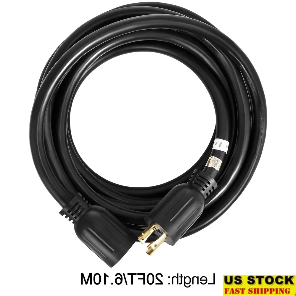 

30A 20FT Generator Extension Cord NEMA L14-30P Locking Connector 7500W Heavy Duty Power Supply Suitable RV Home Use
