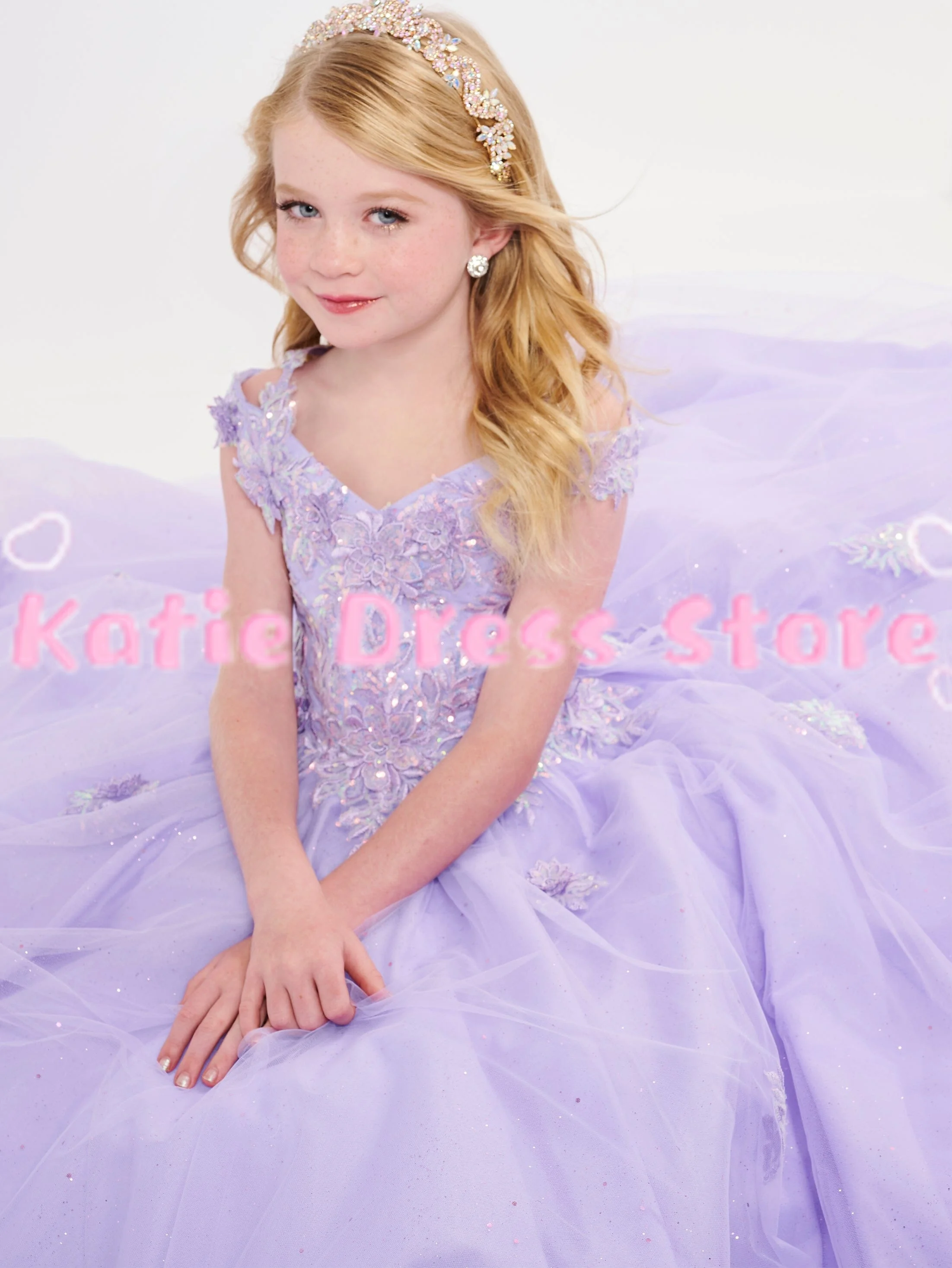 Sparkling Flower Girl Dress For Wedding Puffy Applique Tulle Sleevless Kids Birthday Party First Communion Ball Gowns Customized