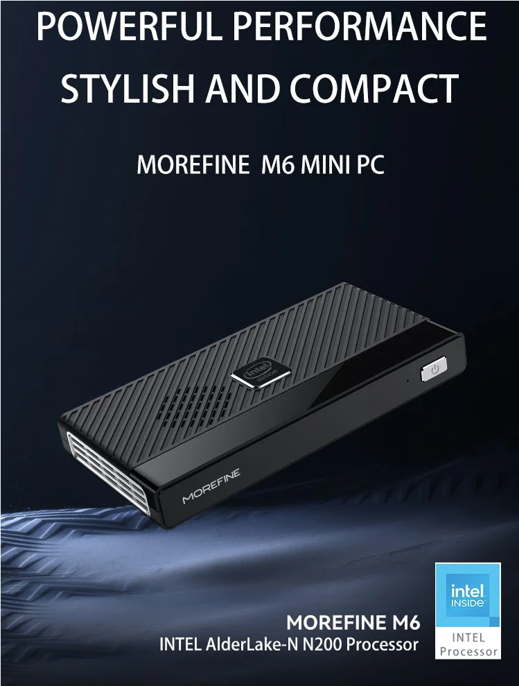 MOREFINE M6 Intel N100/N200 Mini PC DDR5 Dual Channel RAM Dual M.2 SSD Windows 11 Pro WiFi 6 Bluetooth 5.2 Desktop Computer