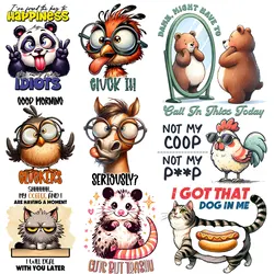 Funny Drama Happy Cute Cartoon Animal Sticker Panda Dinosaur Crocodile Cat Dog  Iron on Decals Perfect for DIY Custom Clothing