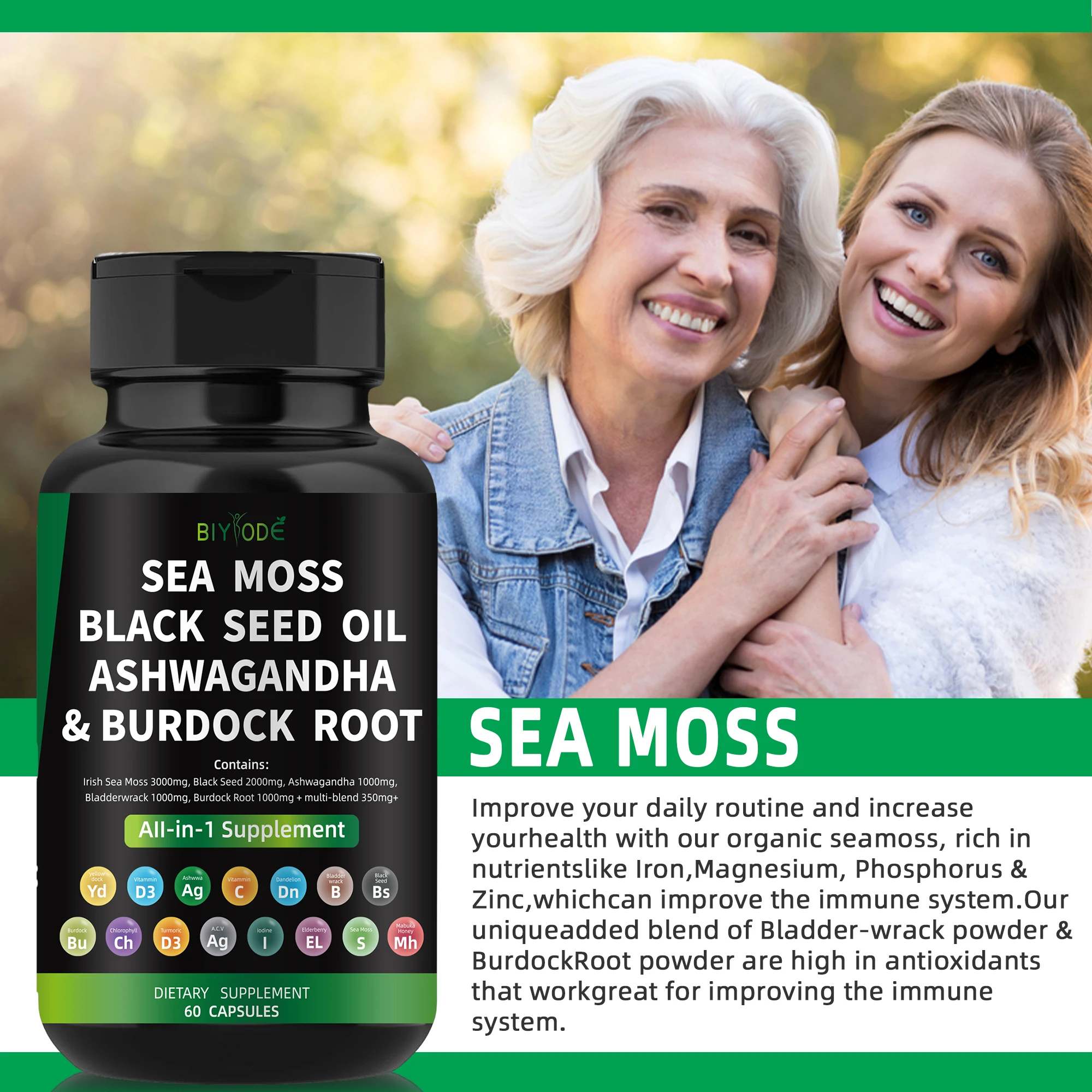 Sea Moss Capsules - Irish Sea Moss Advanced with Burdock Root, Bladderwrack & Muira Puama for Immunity, Gut, & Energy