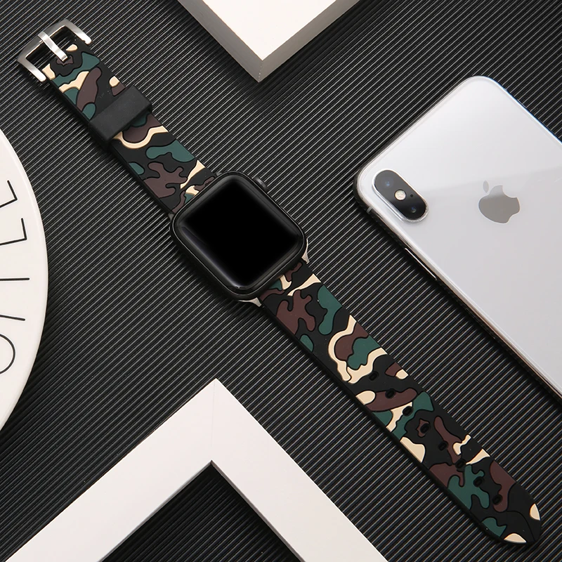 Camouflag Silicone Strap For Apple Watch 46mm 42mm 41mm 45mm 38mm 40mm 44mm Sport Band For iWatch 11 10 9 8 SE3 Ultra 3 2 1 49mm