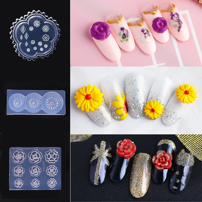 1PC Nail enhancement silicone mold Letter Butterfly Cartoon Pattern carved decorative DIY crystal drop glue relief nail mold