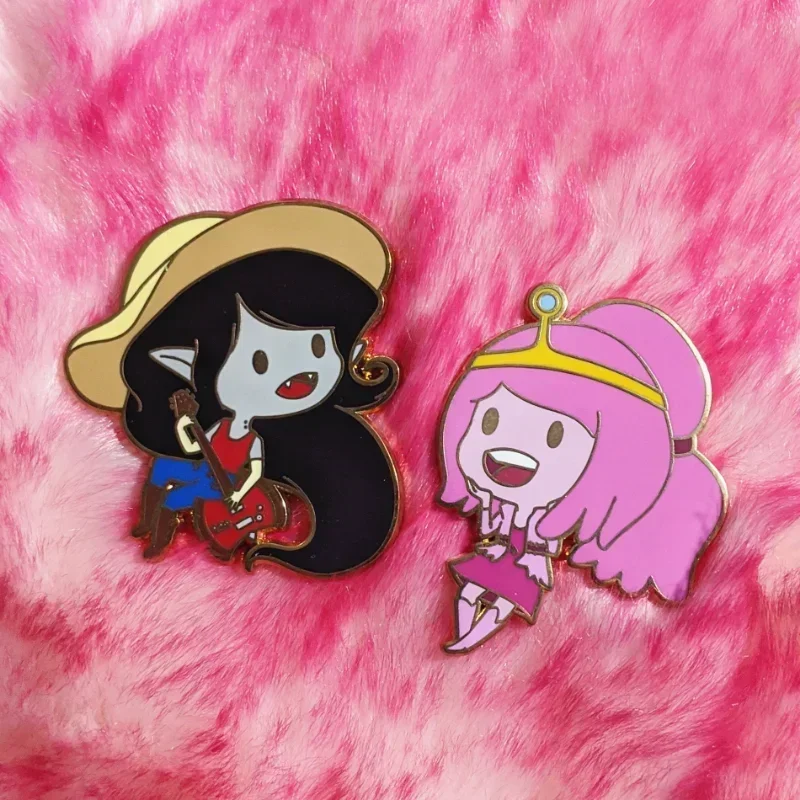 Cute Cartoon Marceline and Princess Bubblegum Hard Enamel Pin Adventures Times Badge Brooch Anime Fashion Jewelry