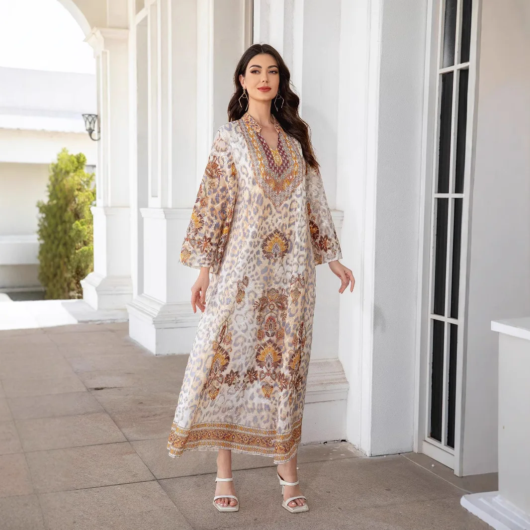 Robe feminino muçulmano do oriente médio, tecido bordado, estampa de diamante quente, vestido feminino abayas