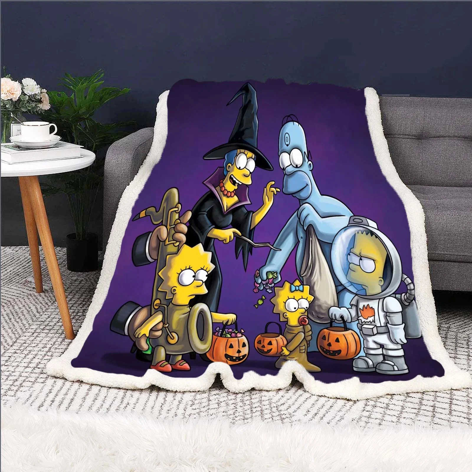 The Simpsons Travel Airplane Anime Fluffy Blanket Blankets For Winter Plush And Throws Bed Microfiber Fabric Home