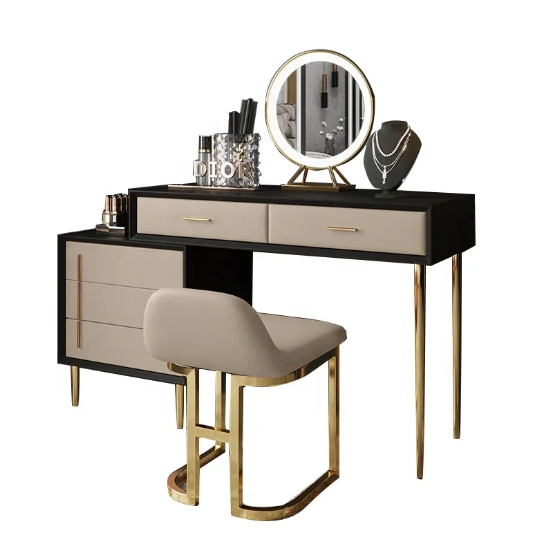 

Fashion White leather sofa Makeup fabric Dressing room Chair Fabric Soft Vanity Stool Living Room Furniture