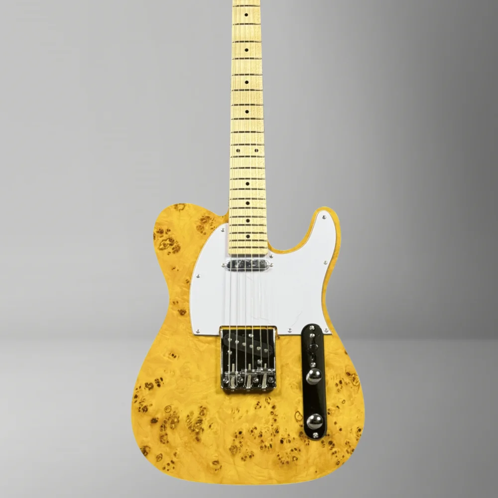 

High Sound Quality Yellow Spots Tele Electric Guitar Maple Fingerboard Mahogany Body 22 Tone Position Free Transportation