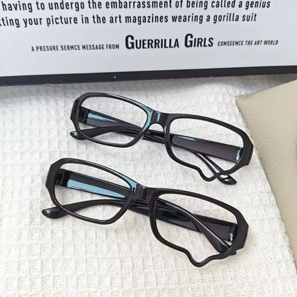 Trendy Black Teardrop Eyeglass Frame Full Rim No Lens Anime Eyewear Frame Circle Half Rim Cosplay Glasses Youth Subculture