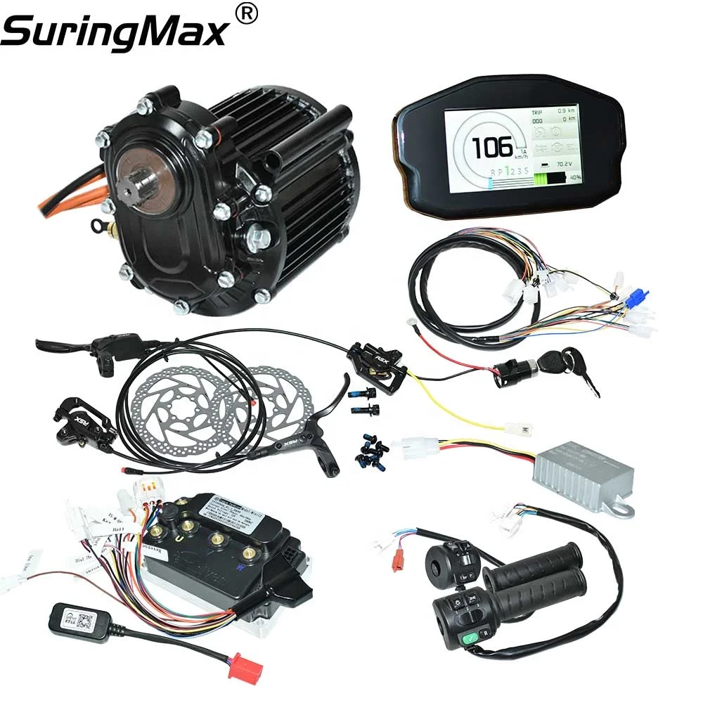 72V Universal 120 2kw Motor ND72260 Programmable Controller Electric Bike Hydraulic Breaks EV Power Combo High Speed Motor Kit