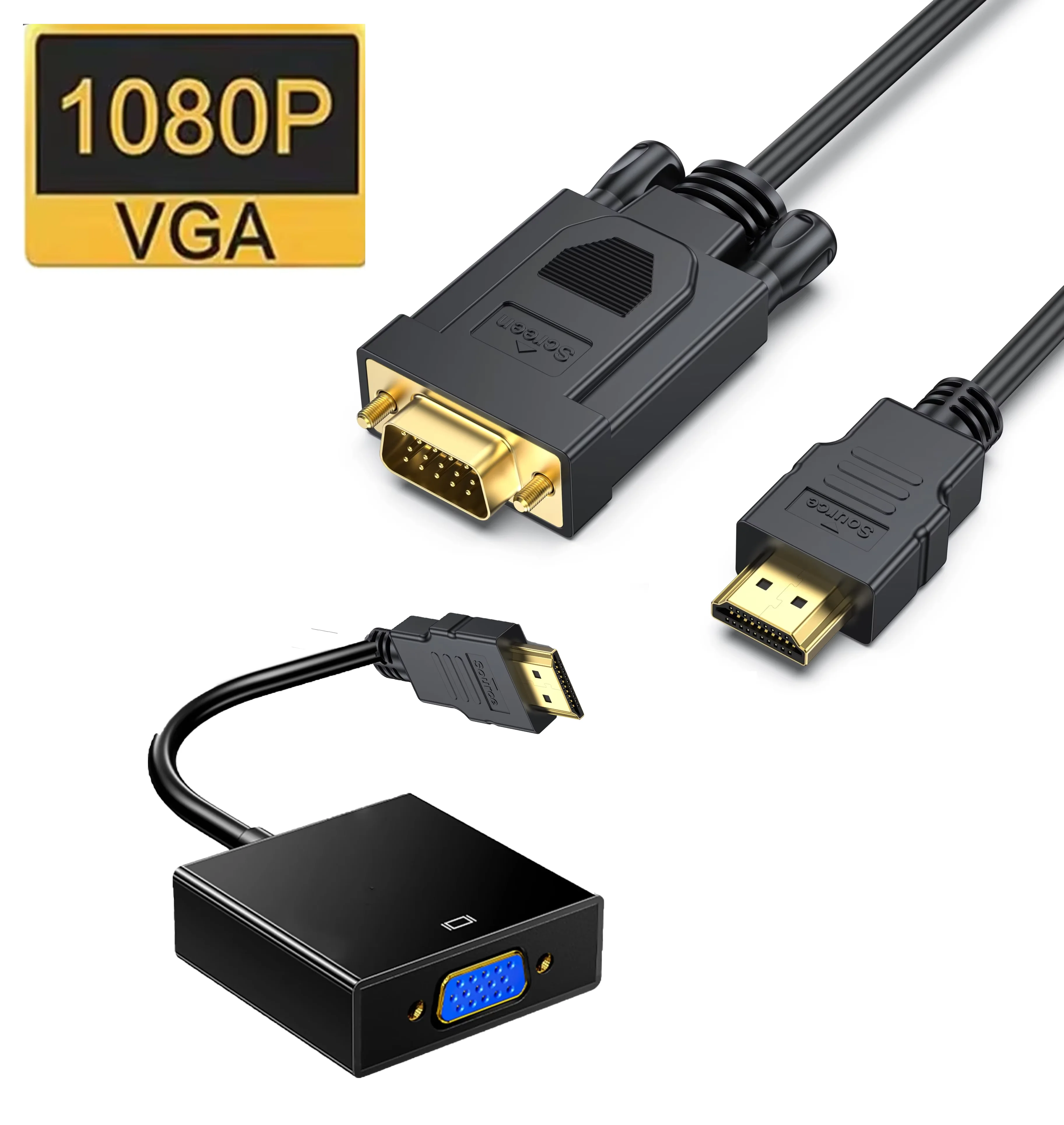

1080P HDMI-compatible to VGA Adapter Digital to Analog Video Converter Cable for Desktop PC Laptop to Monitor Projector HDTV