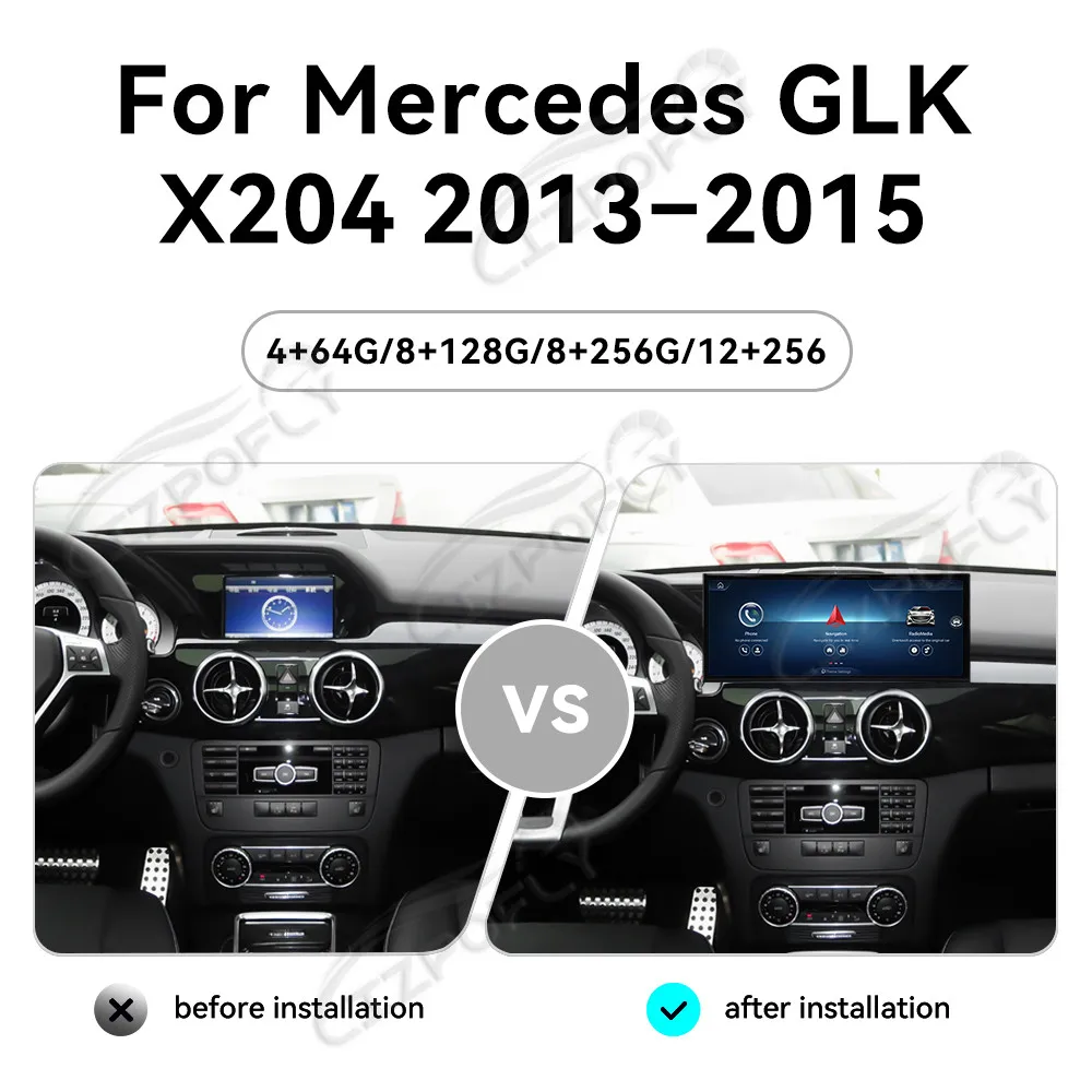 Carplay 15.8 "شاشة أندرويد 14 راديو السيارة لمرسيدس GLK X204 2013-2015 NTG4.5 مشغل وسائط متعددة فيديو ستيريو لتحديد المواقع والملاحة