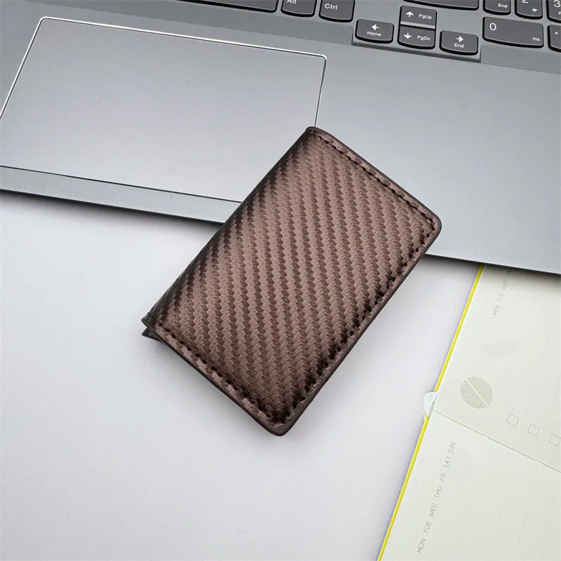 Men's credit card holder wallet Rfid Smart Meral ultra-thin pop-up minimalist wallet black small wallet metal wallet