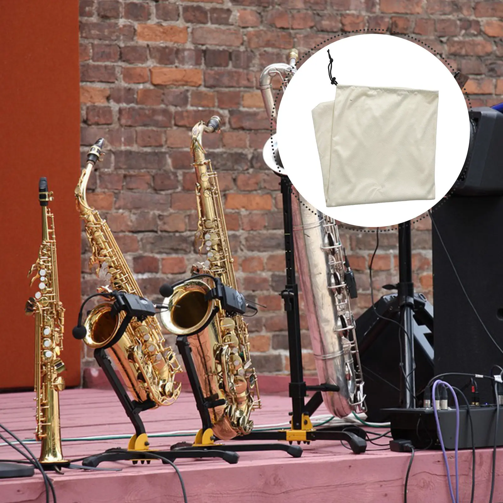 Bolsa de Armazenamento para Saxofone, Saco Universal de Tecido Macio com Cordão para Acessórios de Saxofone Alto, Tenor e Soprano