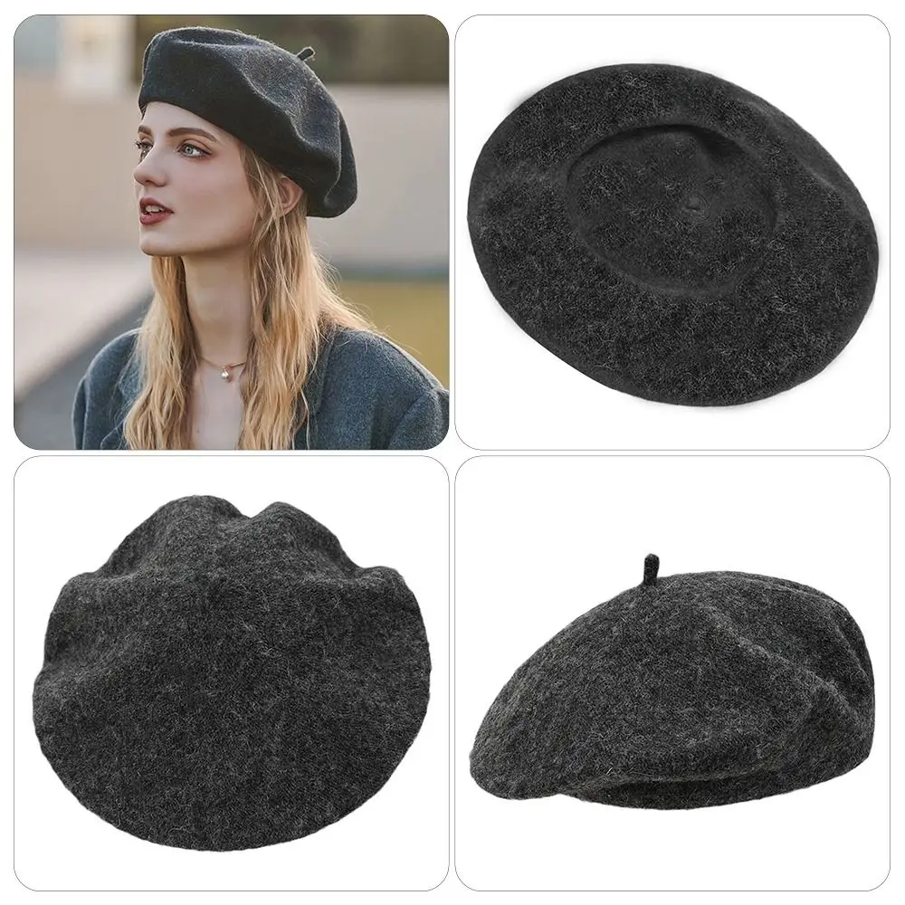 Mode Warme Winter Wolle Baskenmütze Retro Elegante Französisch Künstler Hut Alle Abgestimmt Einfarbig Plain Cap Frauen Mädchen