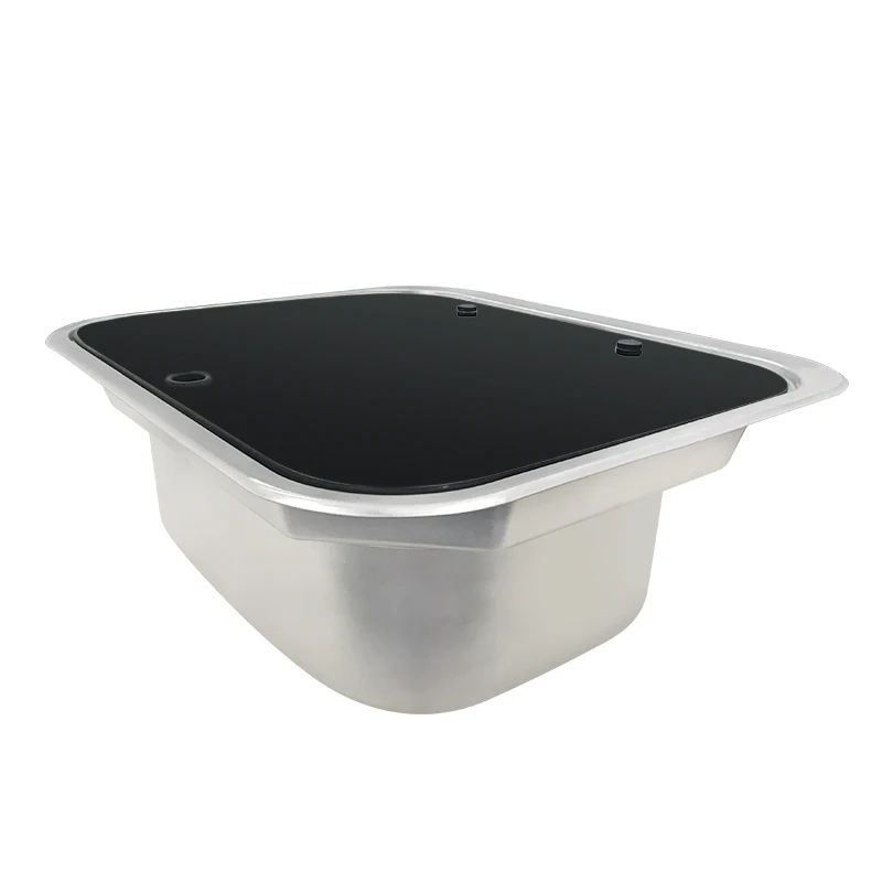 Stainless Steel Rectangular Hand Wash Basin with Warm Water Faucet for Caravan RV Motorhome Marine RV Parts Accessories Included