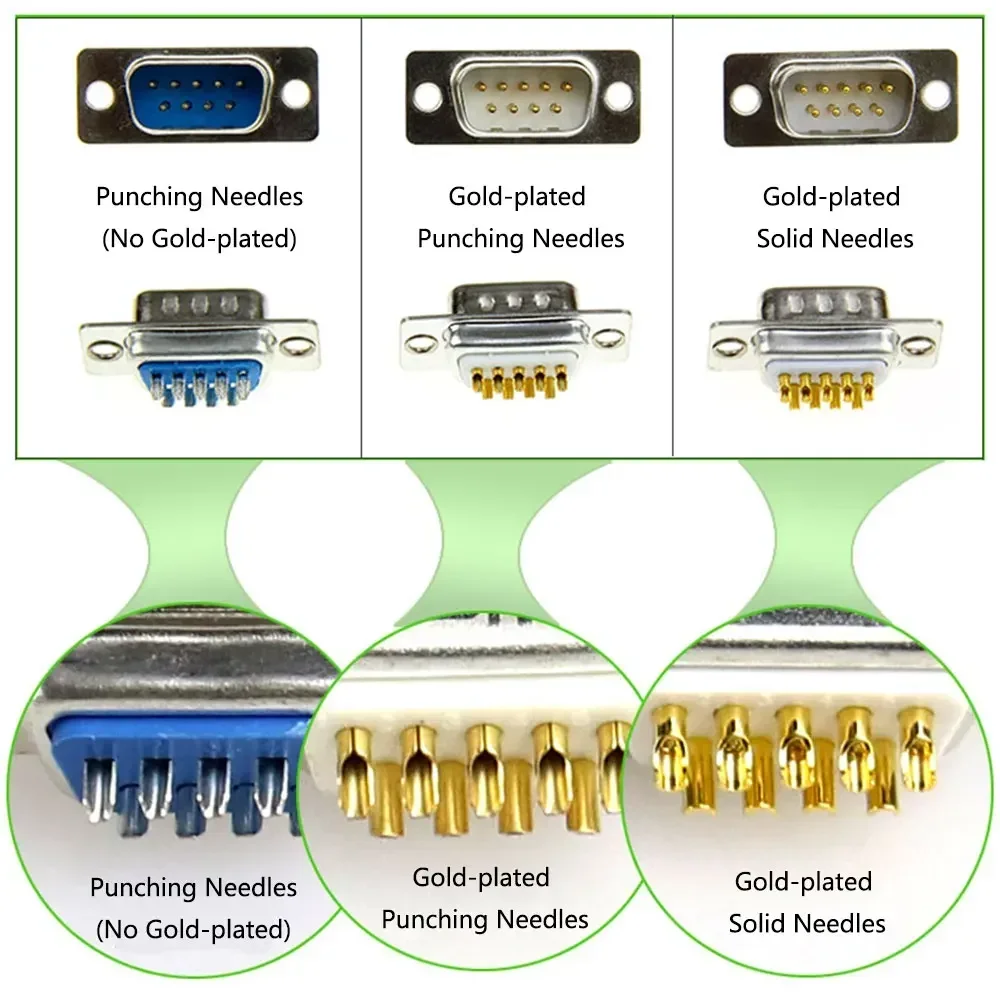 DB9 Male Plug / Female Socket Metal Shell Kit with Tail Sleeves RS232 9 Pin Serial Connector RS485 RS422 COM D-SUB9 Adapters