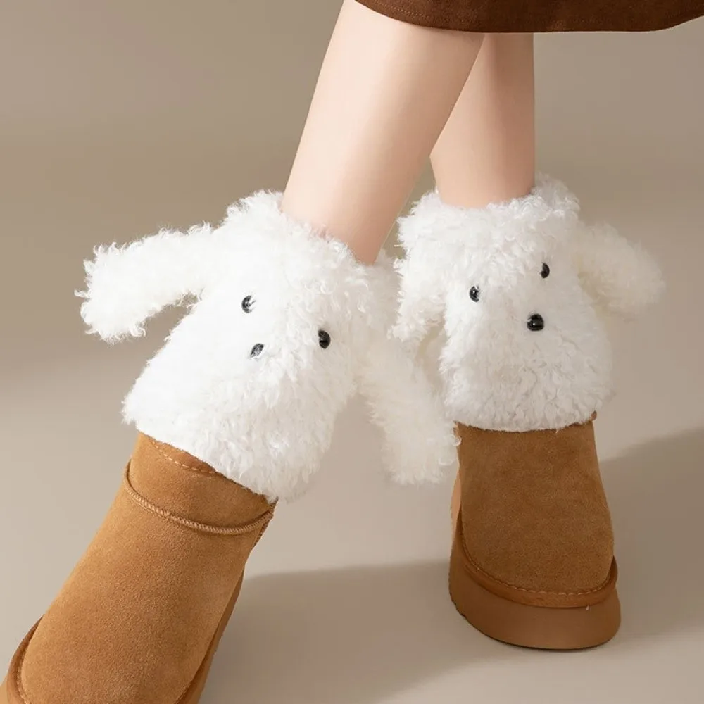 لطيف Y2K جرو تدفئة الساق JK لوليتا آذان الكلب غطاء للقدم حار الفتيات الدافئة أفخم الأحذية غطاء النساء