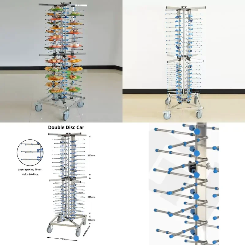 Heavy Stainless Steel Cart Holds 80 Plates for Busy Hotel Kitchens Mobile Dish Rack Trolley with 80 Plate Capacity