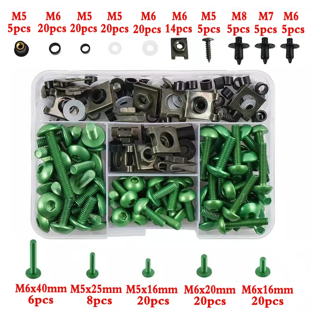 For KAWASAKI VERSYS 650 NINJA 300 400 650 ZX6R VULCAN S 650 ZX10R KLX250 Z900 Z800 Motorcycle 195PCS Fairing Bolts Kit Screws