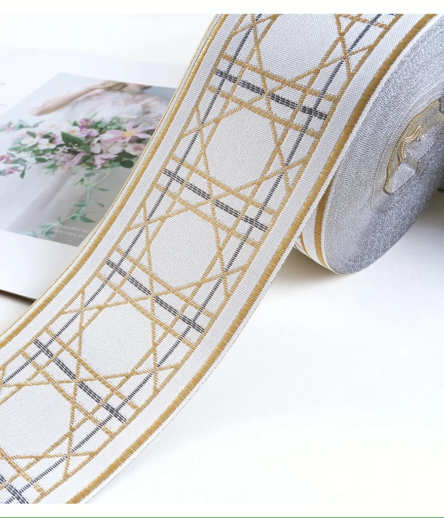 New 8CM Wide Single Face Jacquard Embroidered Ribbons DIY Apparel Wrapping Trim Sewing Accessories