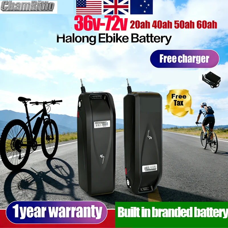 

Аккумулятор Hailong 18650 36В 48В 52В 60В 72В 20Ач 30Ач 40Ач 50Ач 60Ач, перезаряжаемый, высокой емкости, для двигателей Bafang BBS02 BBS03 BBSHD