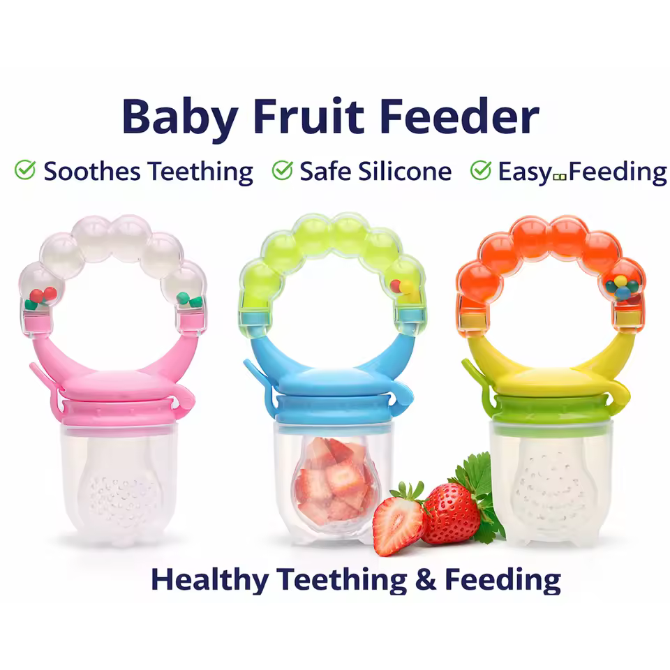 Chupeta Alimentadora de Frutas para Bebês, Silicone Livre de BPA com Chocalho