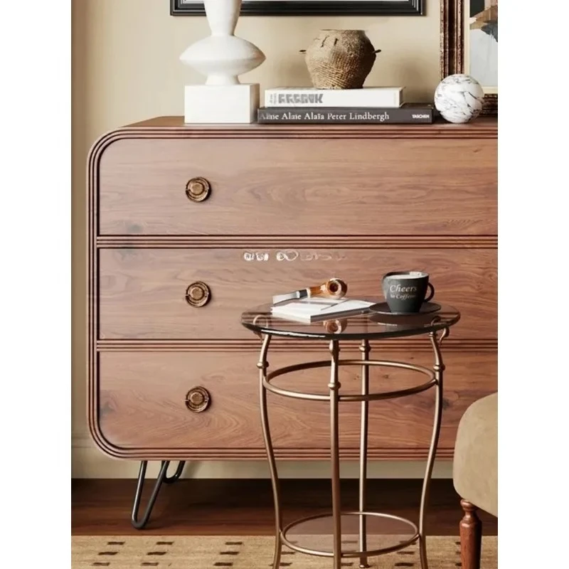 

a029 American retro drawer dining side three-bucket cabinet wabi-sabi locker furniture