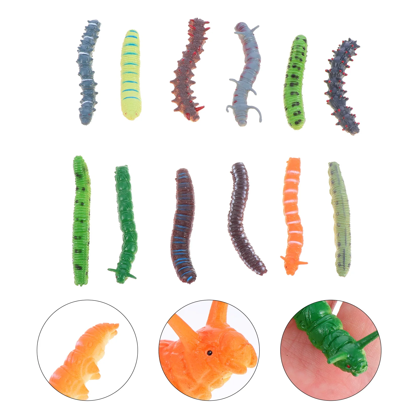 12 pezzi bruco artificiale giocattoli finti figurine di insetti insetti rifornimenti di scherzo realistico piccoli bruchi di plastica