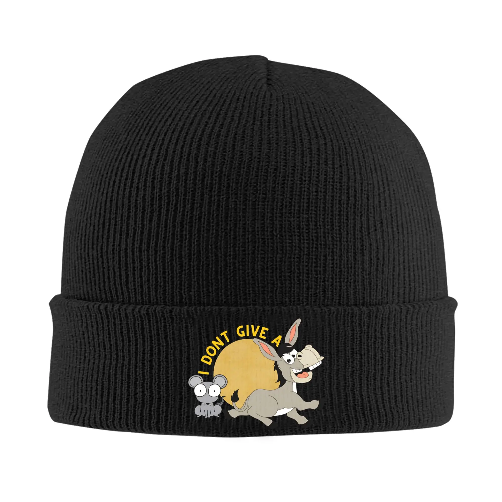 Funny Mouse and Donkey Bonnet Hats  Beanie Hats Autumn Pattern Knitted Hat Cool Female Male Outdoor Warm Cap