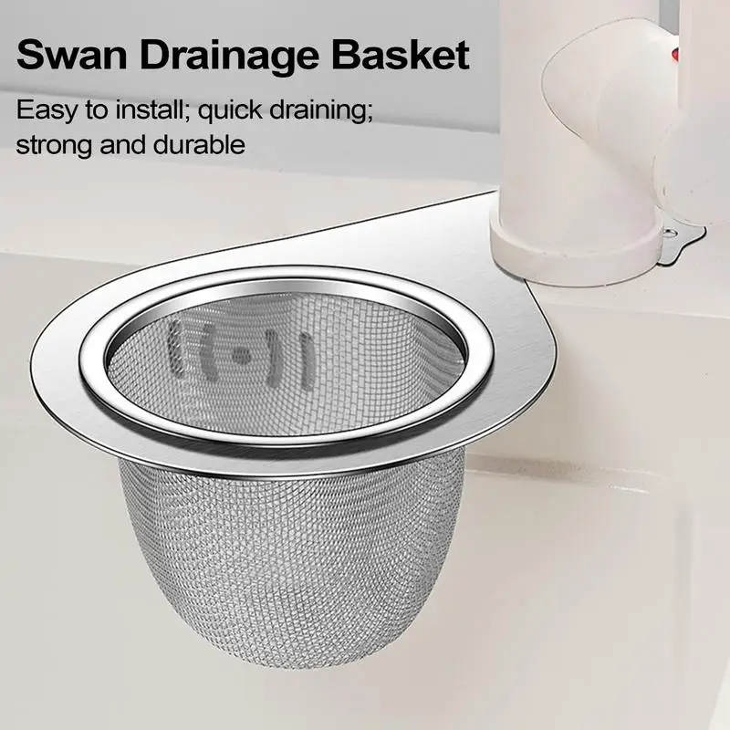 Sink Filter Basket Swan Shaped Corner Strainer Drain Rack Veggie Steamer Basket Waterproof Sink Food Strainer Kitchen Sink Drain