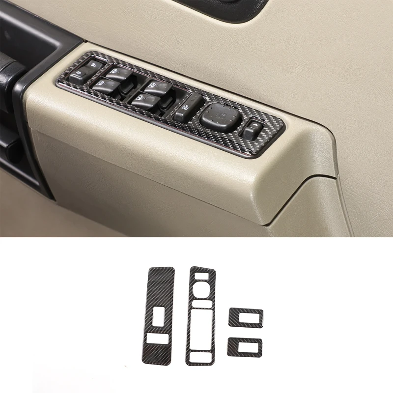 

For Hummer H2 2003-2007 Soft Carbon Fiber Car Glass Lift Switch Panel Sticker Car Decoration Accessories 4 Pcs