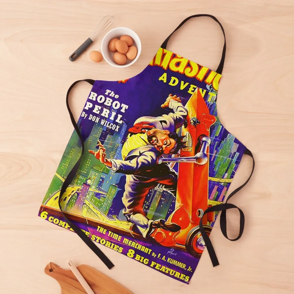 Fantastic Adventures - January 1940 - Vintage Retro Science Fiction Comic Book Cover Apron kitchen utensil For Hairdresser Apron