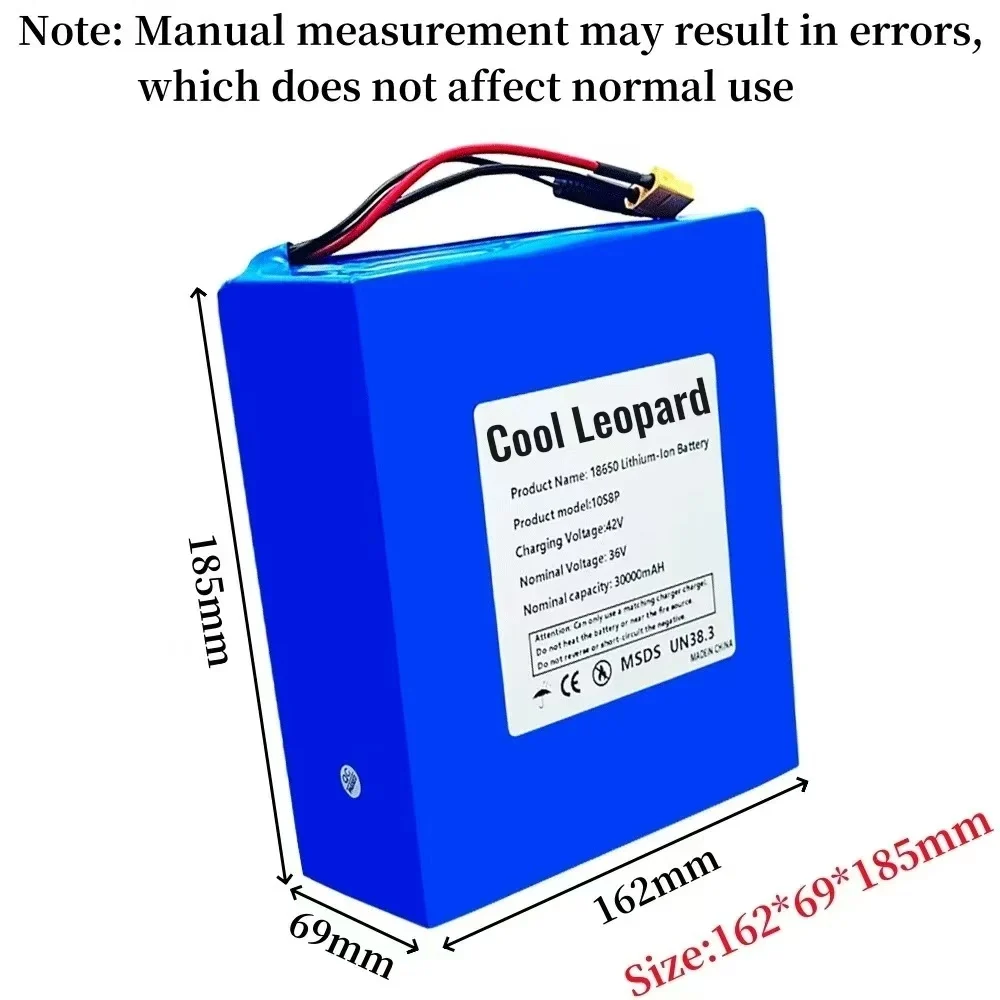 New 36V 30Ah 18650 10S8P A-class lithium battery pack, 1500W high-power built-in BMS, suitable for various energy storage backup