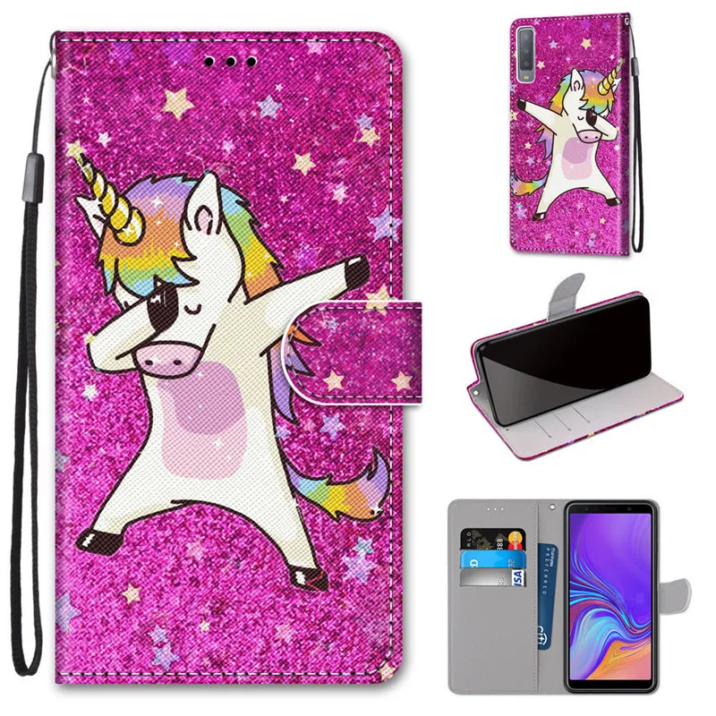Funda Pop A7 2018 para Samsung Galaxy A7 2018, funda de cuero con tapa magnética para Samsung A6 A5 A8 A9 2018, funda tipo billetera de lujo C
