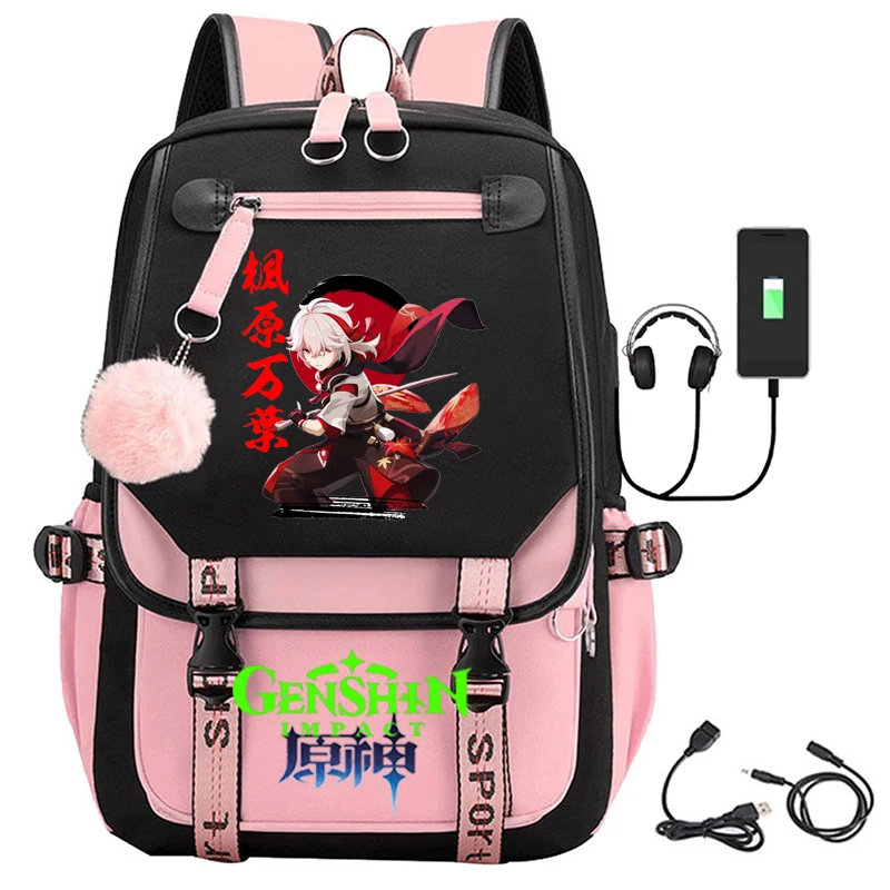 

Anime game travel USB charging backpack student cartoon original God printing school bag