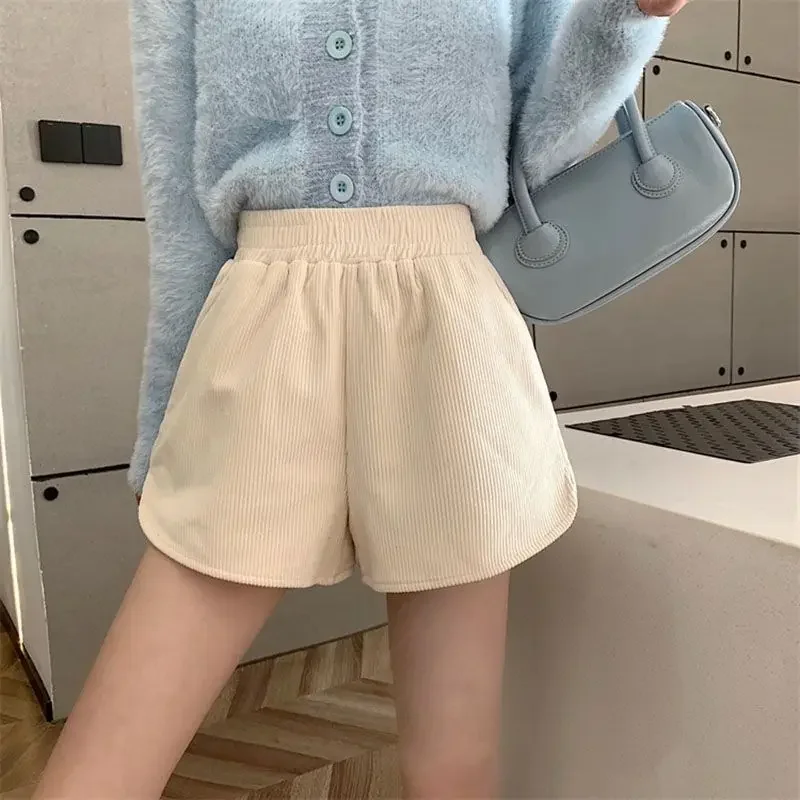 

Women's Shorts Elastic Waist Short Pants for Woman To Wear Pocket Home Corduroy XL Low Price New in Hot Normal Korean Style XXL