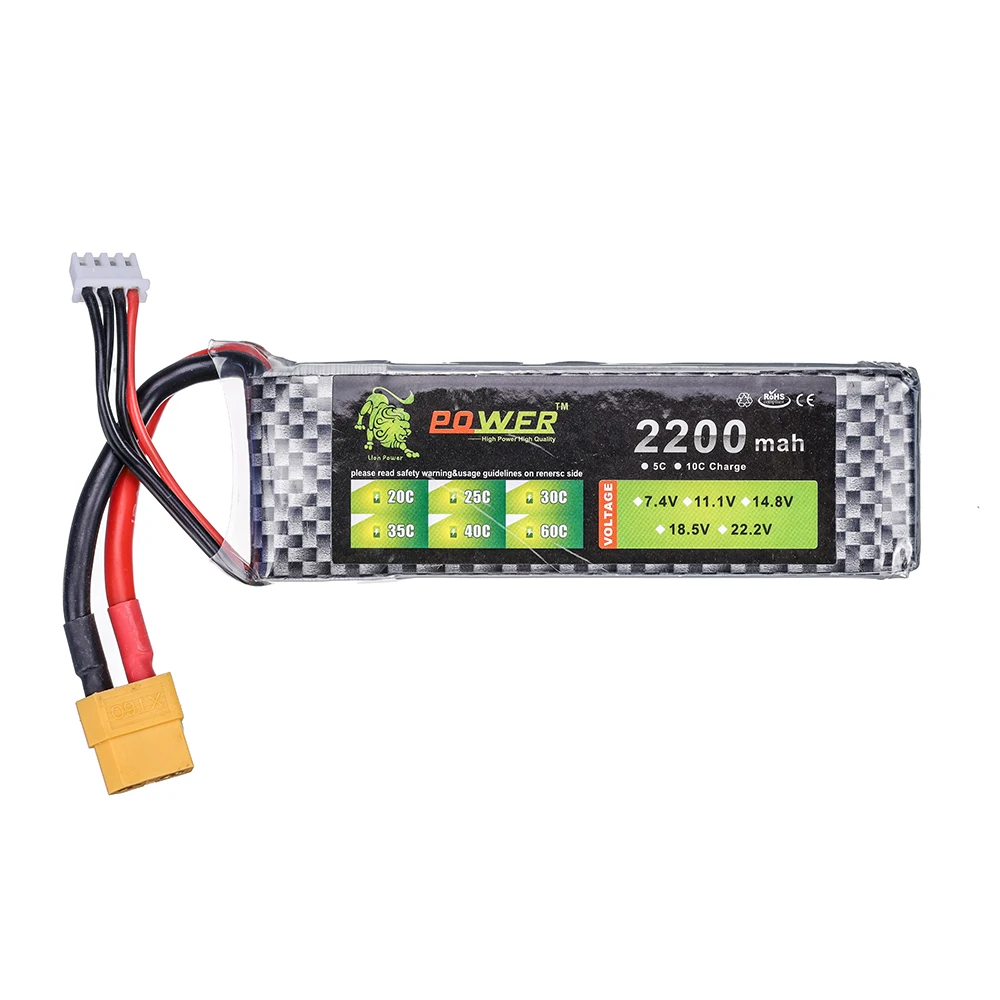 3s 11.1V 2200mAh แบตเตอรี่ Lipo 45C สำหรับเฮลิคอปเตอร์ควบคุมรีโมต mobil RC เรือ Quadcopter รีโมทคอนโทรลของเล่นอุปกรณ์แบตเตอรี่แบบชาร์จไฟได้