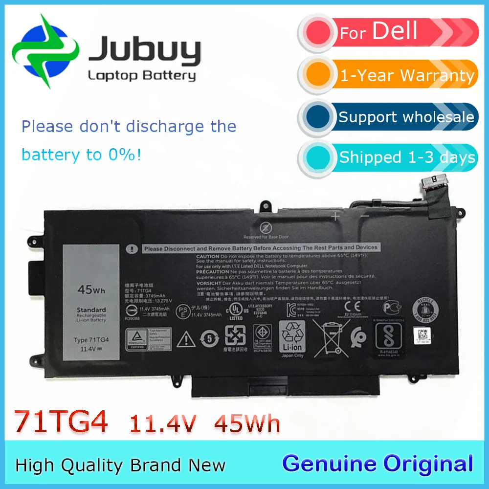 71TG4 11.4V 45Wh Original Laptop Battery for Dell Latitude 3189 5289 7280 7389 7390 2-in-1 Series CFX97