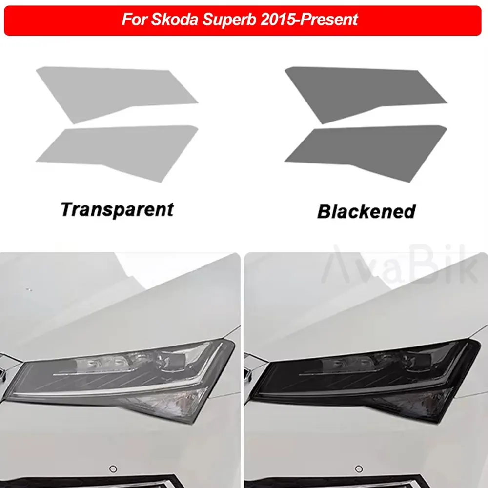 

2 Pcs Car Headlight Protective Film Smoked Black TPU Sticker for Skoda Superb 3 3V B8 2015 2016 2017 2018 2019 2020 Accessories