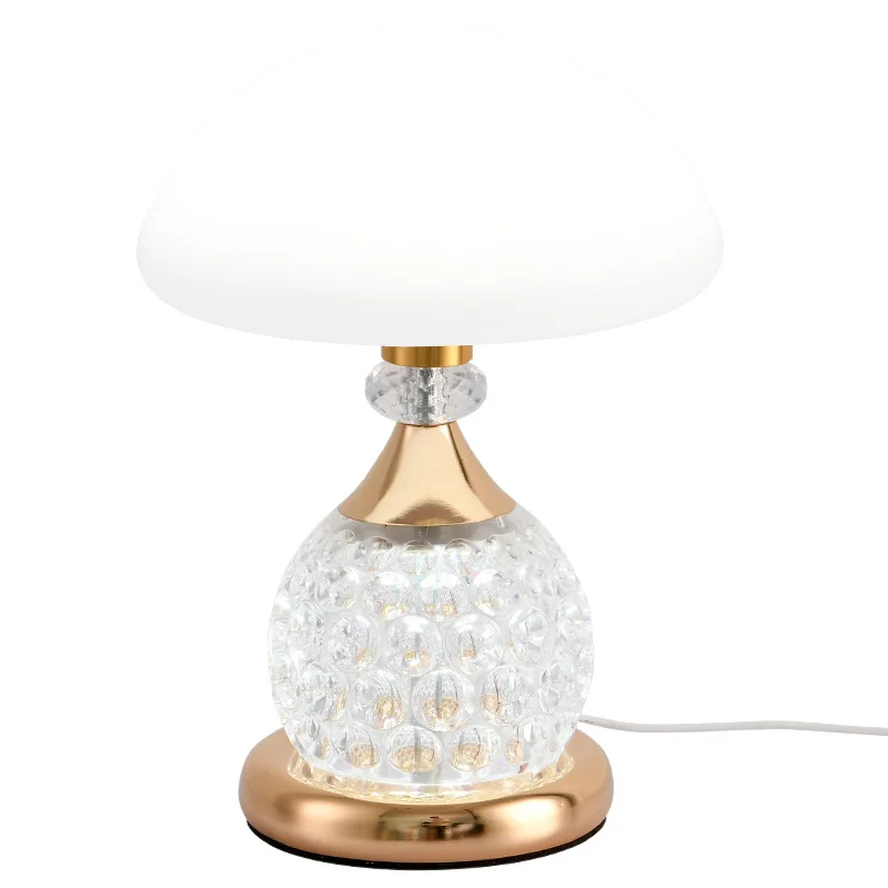 Light Luxury Mushroom Grinding Table Lamp European Style Creative Warm And Romantic Dimmable Household Crystal Table Lamp