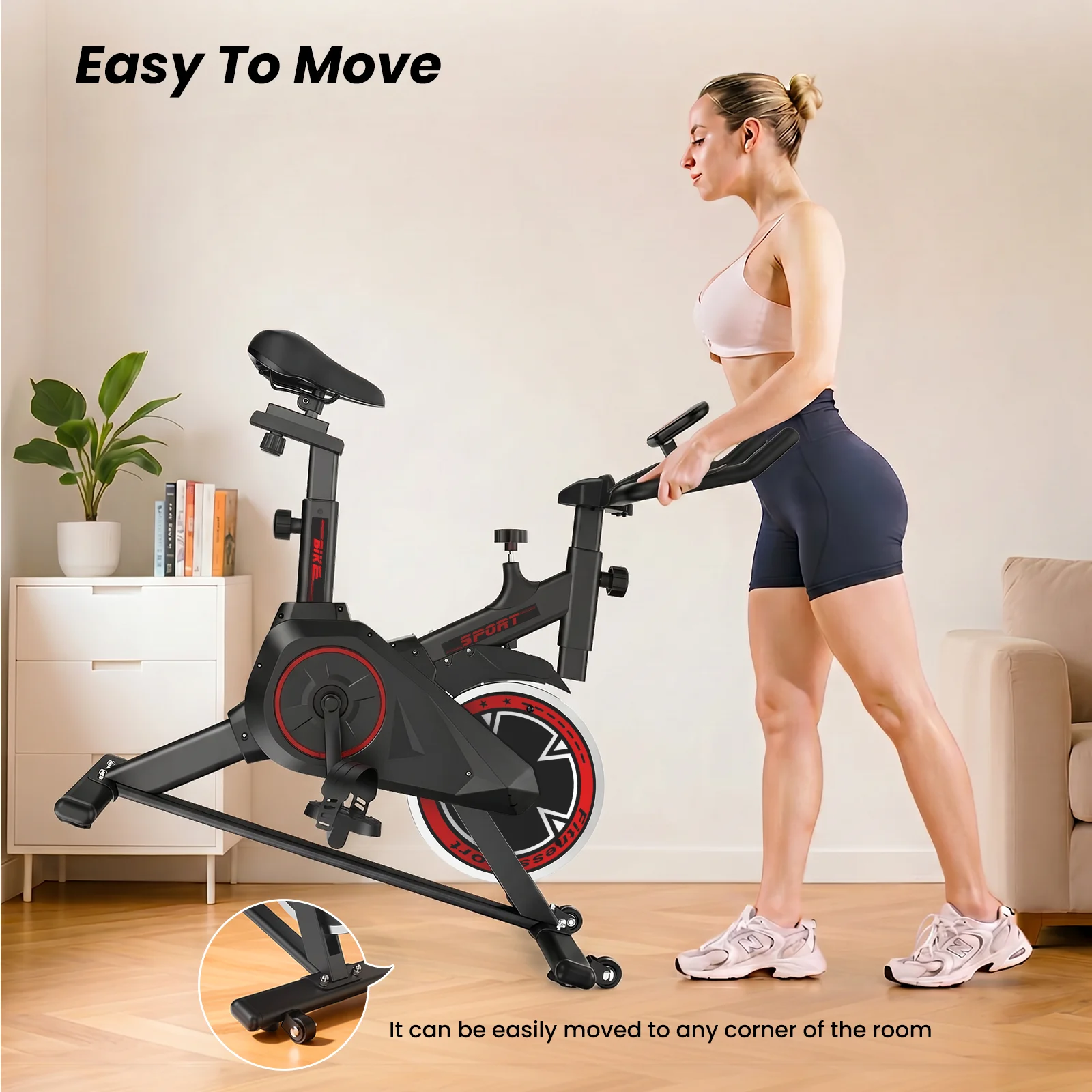 Formill DC001A & DC002A – magnetisches, stationäres Heimtrainer-Fahrrad, Indoor-Cycling-Fahrrad mit 8 kg schwerem Schwungrad, LCD-Monitor, verstellbarer Sitz und Tablet-Halterung für das Training im eigenen Fitnessraum. – Detail 6