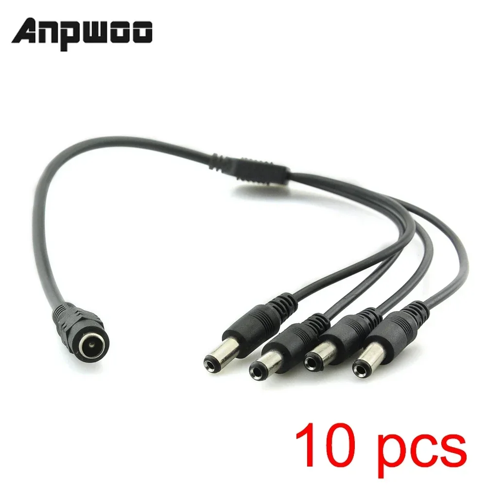 ANPWOO 10x تيار مستمر الطاقة 1 أنثى إلى 4 ذكر كابل توصيل 5.5x2.1 مللي متر الفاصل محول الأمان