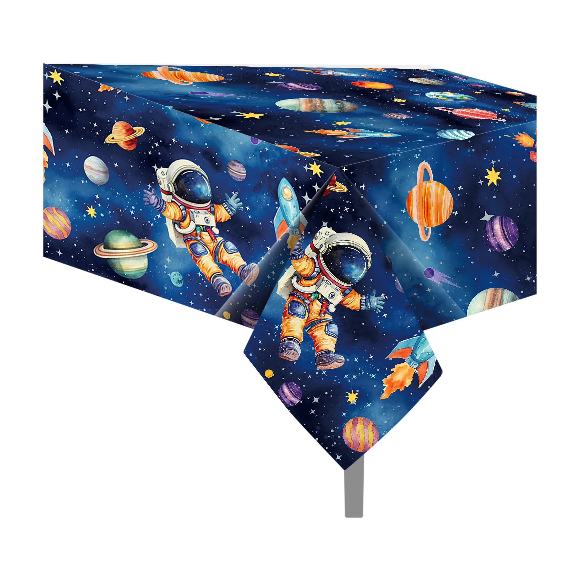 130 x 220 cm Einweg-Tischdecke mit Weltraum-Thema für Geburtstagsfeiern, Tischdecke, Dekoration, Party, Campingmatte, Partyzubehör