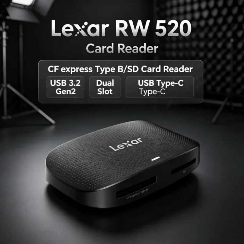 Lexar RW520 Memory Card Reader CFexpress Type B SD Card Reader USB 3.2 Gen 2 High Speed USB Type-C for Data Transfer