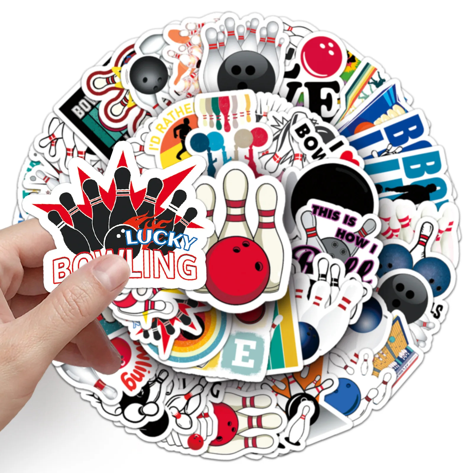 

50PCS Sports Bowling Cartoon Sticker Personality Creative Waterproof Graffiti DIY Water Cup Mobile Phone Case Stationery Box