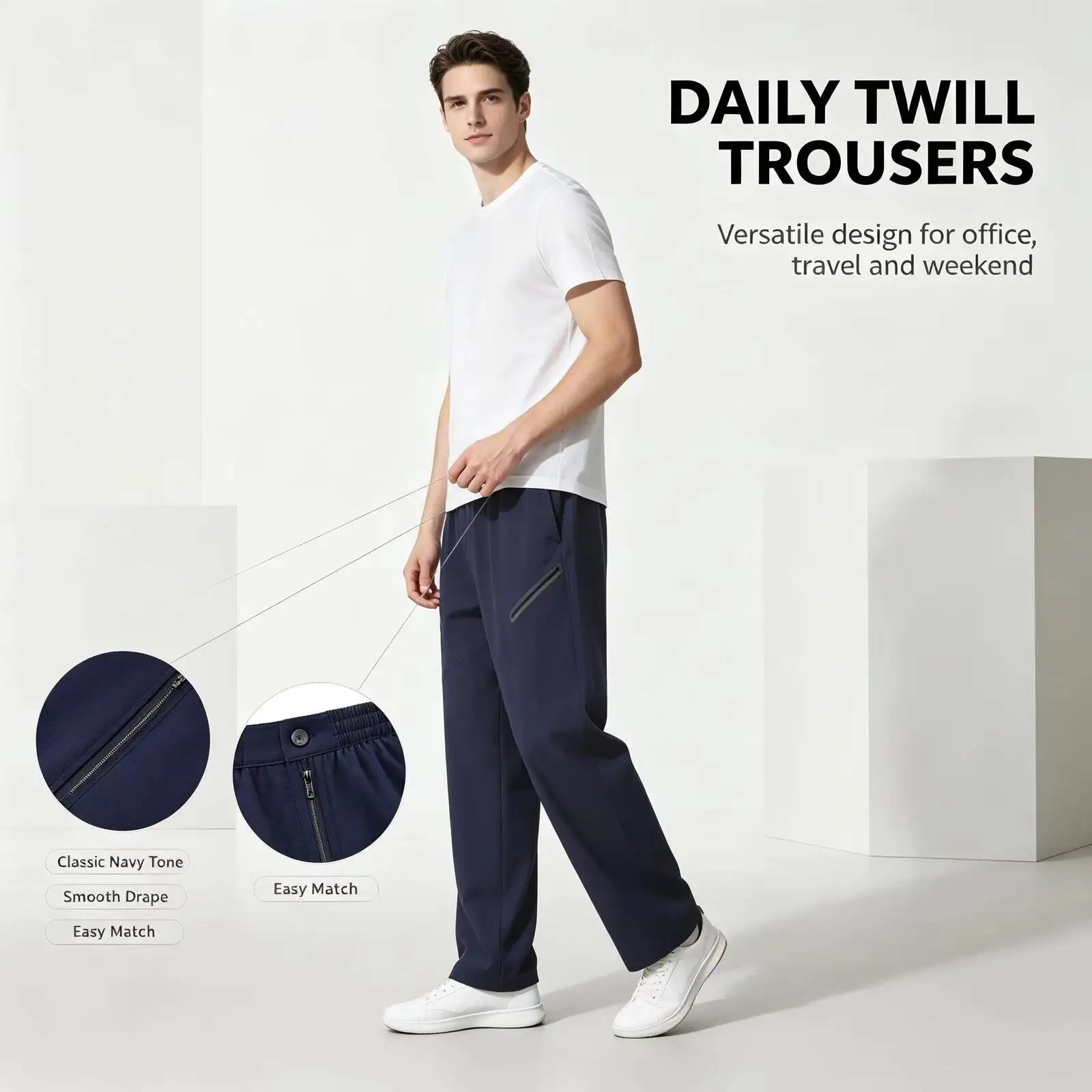 New Under Armour Men's Navy Chino Pants, Slim Tapered Fit Twill Trousers, Casual Smart Pants for Office Travel Daily Streetwear